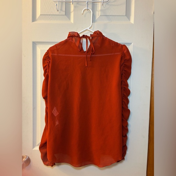 See By Chloe Ruched Long Sleeve Blouse in Earthy Red - Picture 14 of 16